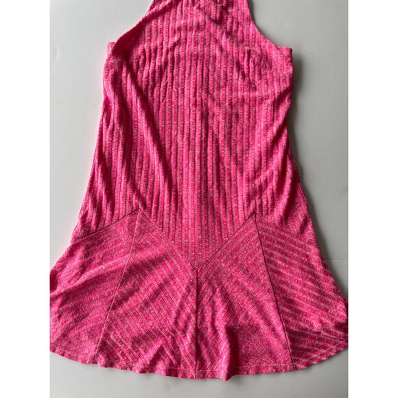 Hutch Anthropologie Ribbed Fit and Flare Mini Dress Hot Pink Size S - Picture 2 of 9
